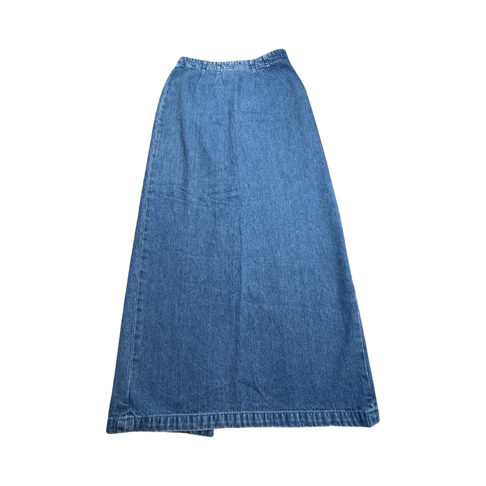 Eddie Bauer Denim Skirt Womens 2 Blue‎ Maxi Long 100 Cotton Western Vintage